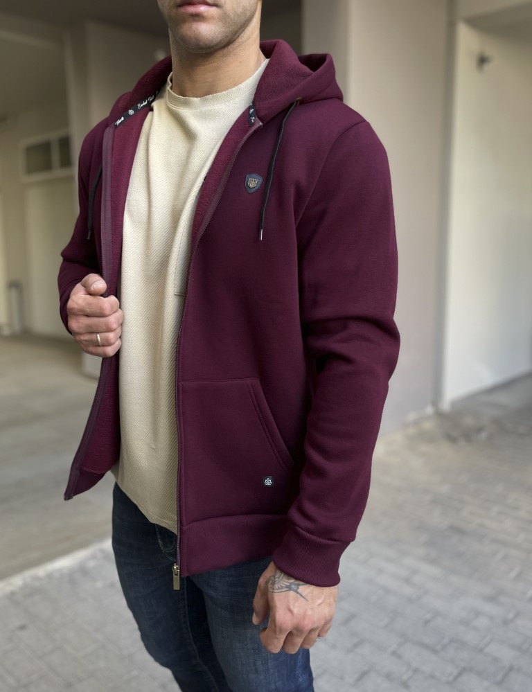 Everbest ανδρική Plus Size μπορντό ζακέτα φούτερ 251010 φωτογραφία